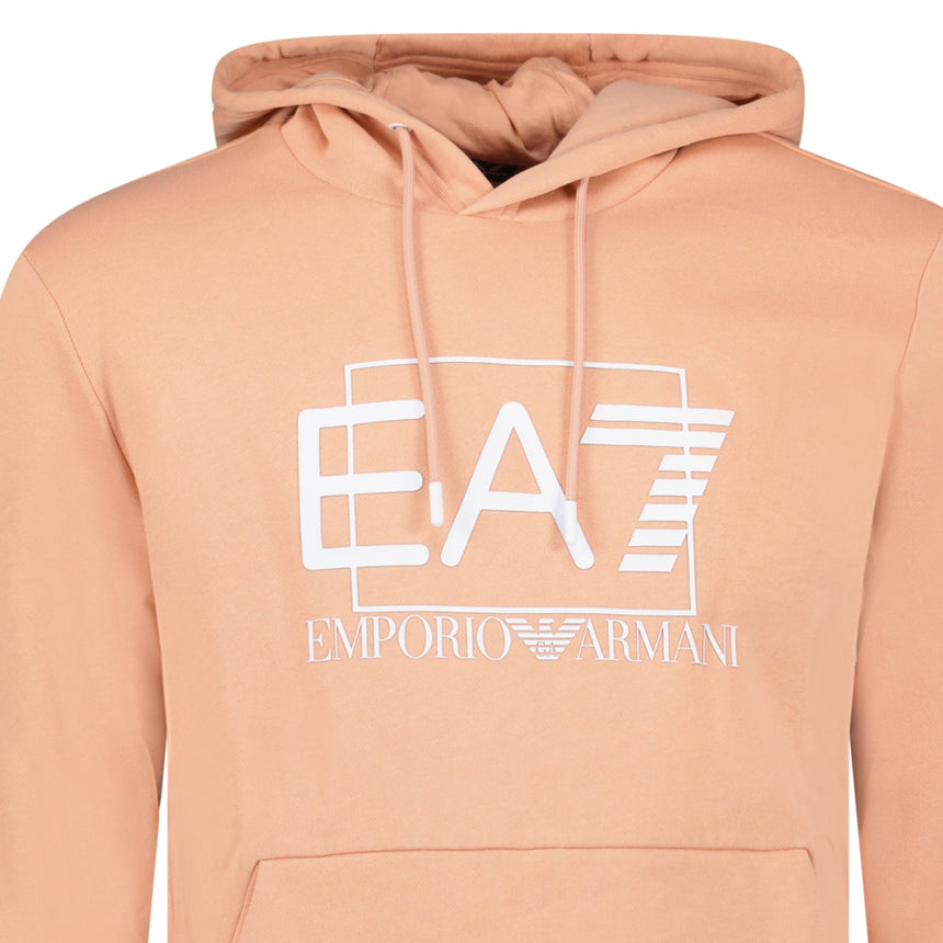 EA7 Emporio Armani Logo Print Hoodie in Cafe Creme