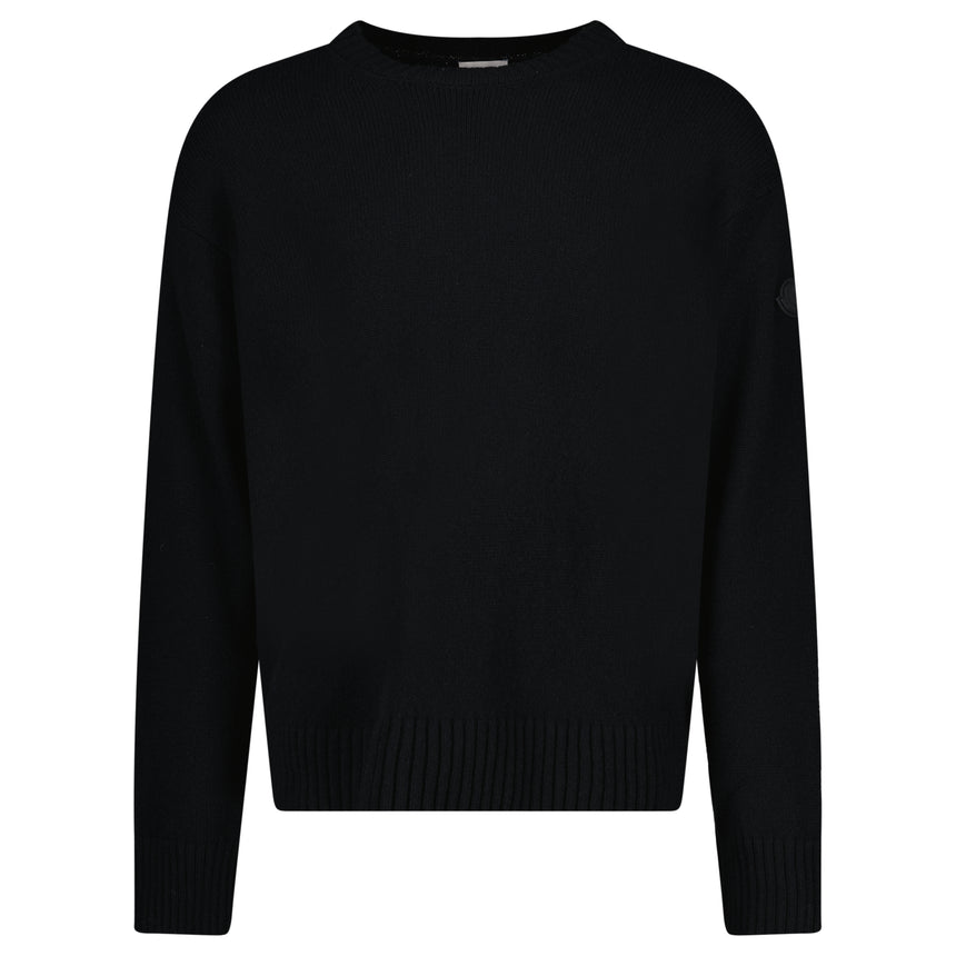 Moncler Wool and Cashmere Crew Neck Jumper in Black