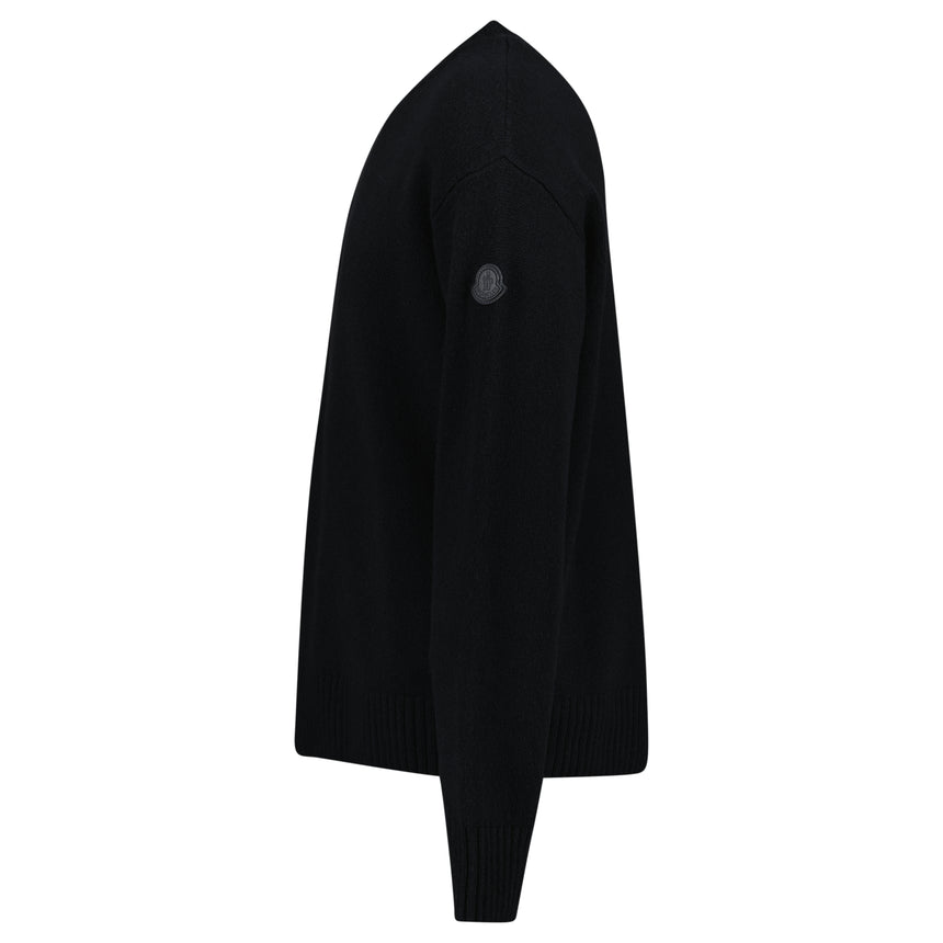 Moncler Wool and Cashmere Crew Neck Jumper in Black