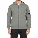 CP Company Light Fleece Zip Hooded Lens Sweatshirt in Gunmetal Grey