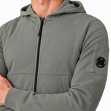CP Company Light Fleece Zip Hooded Lens Sweatshirt in Gunmetal Grey