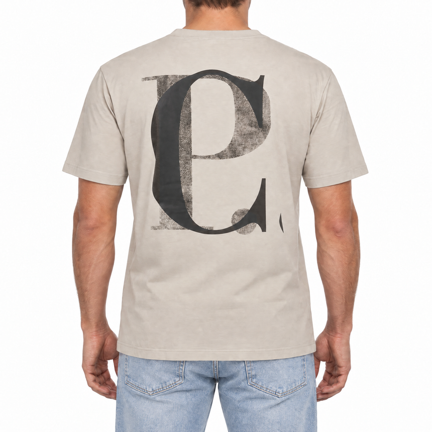CP Company 30/1 Jersey Short Sleeve Logo T-Shirt in Dove Beige