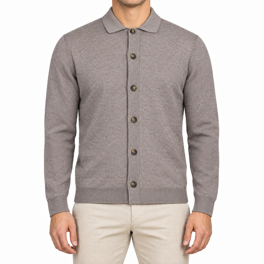 Gran Sasso Wool Knitted Cardigan in Brown