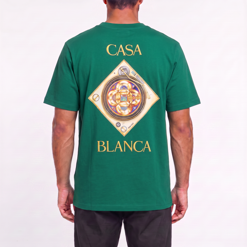 Casablanca 'Plafond Orné de Musique' Graphic-Print T-Shirt in Green