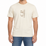 CP Company 30/1 Jersey Short Sleeve Printed T-Shirt in Frozen Dew Beige
