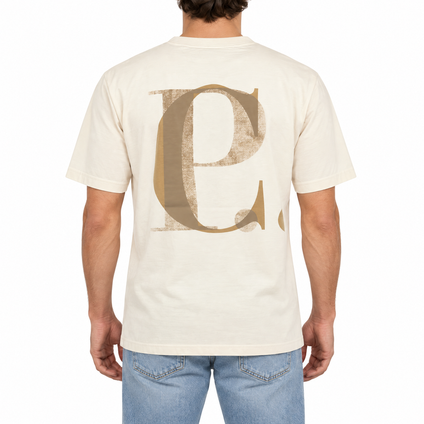 CP Company 30/1 Jersey Short Sleeve Logo T-Shirt in Frozen Dew Beige