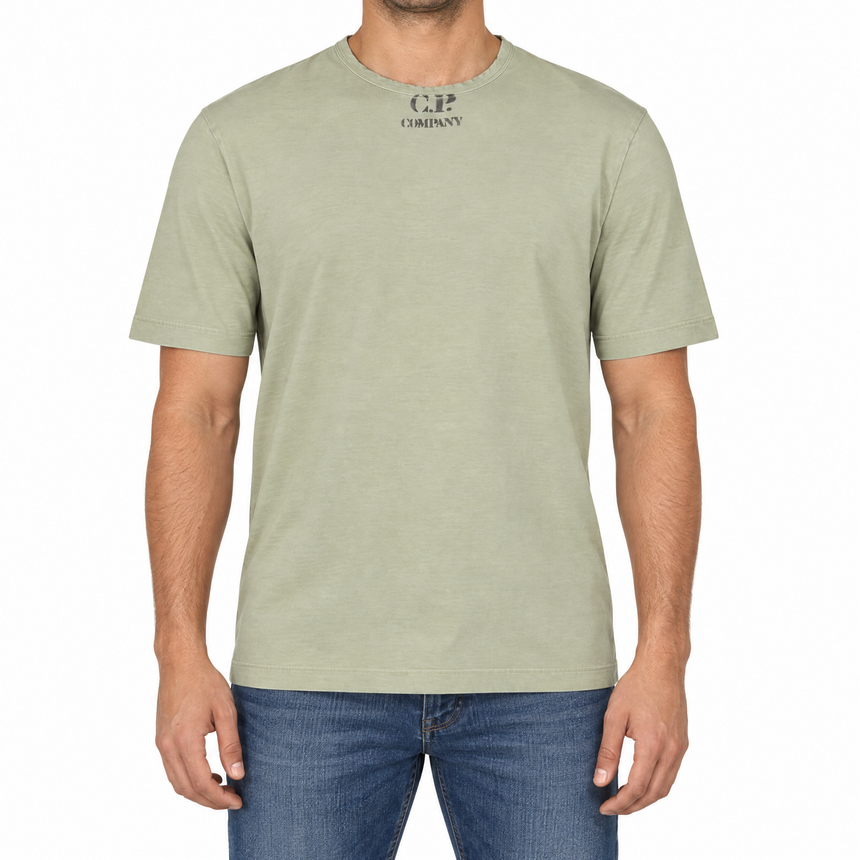 CP Company 20/1 Jersey Graphic T-Shirt in Moss Green