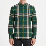 Burberry Claverdon Large Check Cotton Shirt in Ivy Green