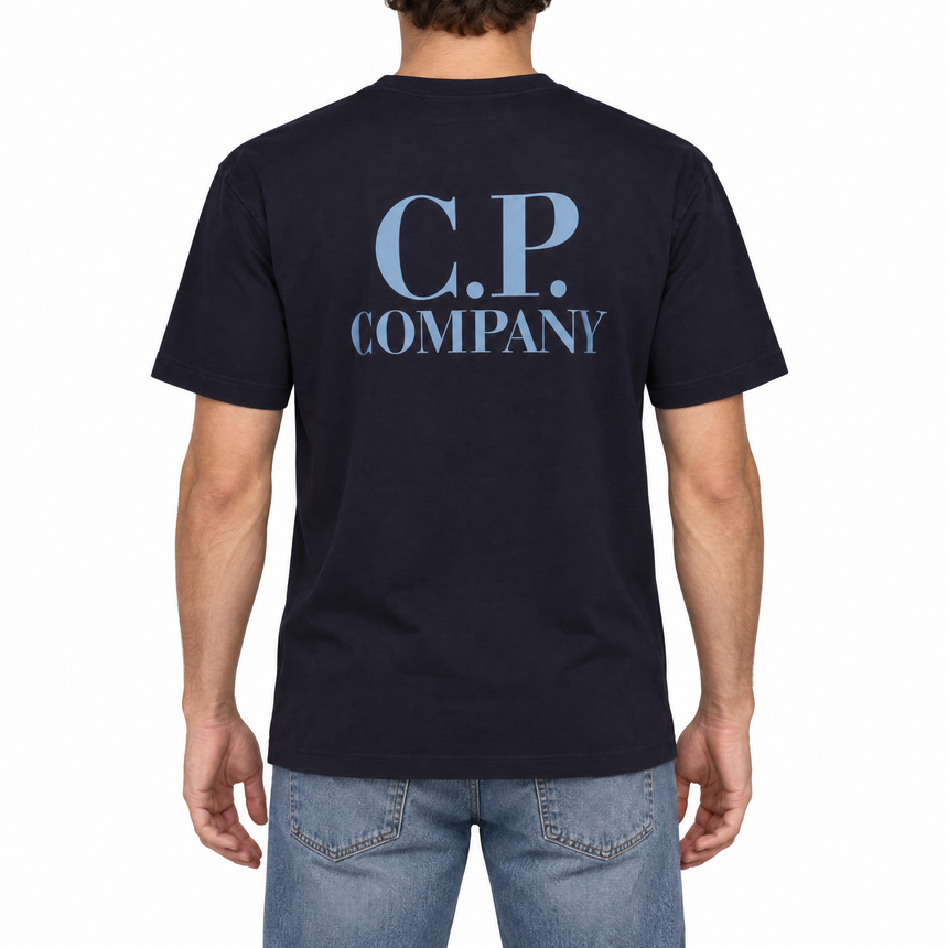 CP Company 30/1 Jersey Short Sleeve Logo T-Shirt in Navy