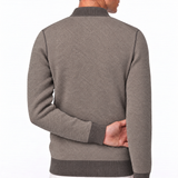 Gran Sasso Salt and Pepper Stitch Full-Zip Cardigan in Brown