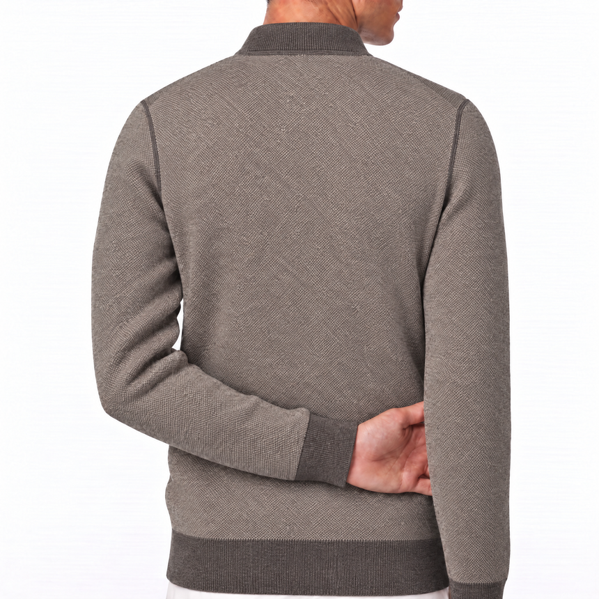 Gran Sasso Salt and Pepper Stitch Full-Zip Cardigan in Brown