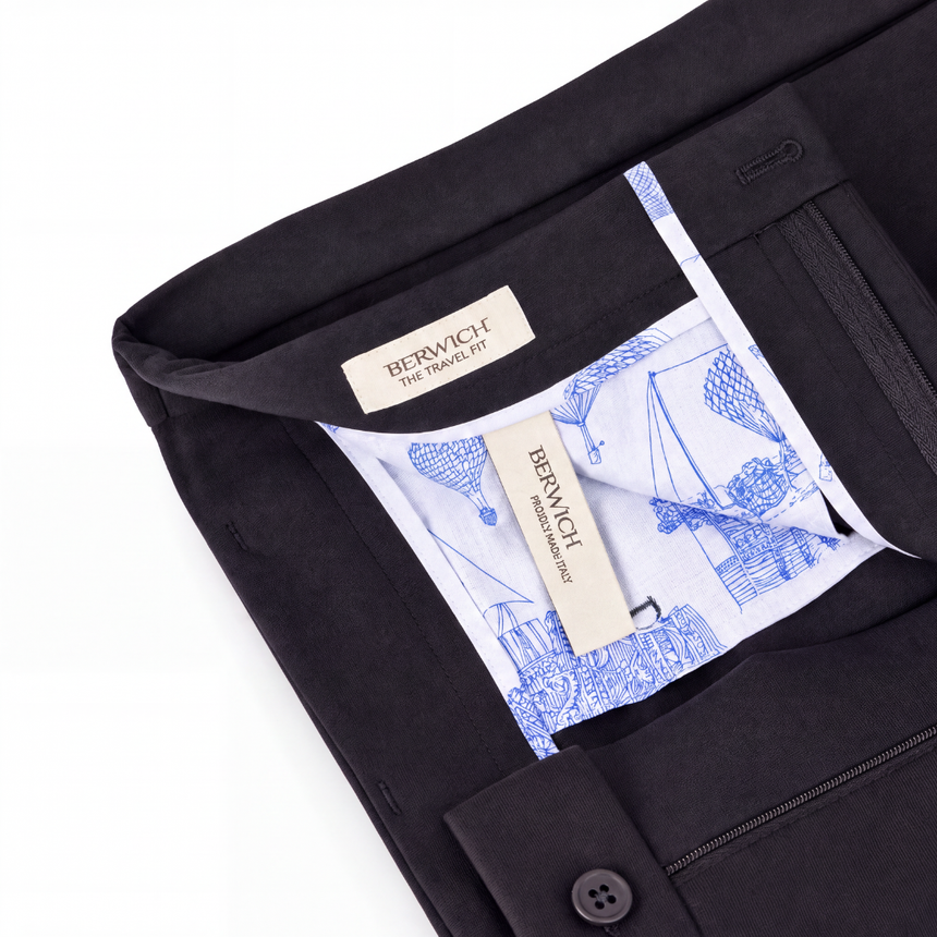 Berwich Komodo 'The Travel Fit' Trousers in Black