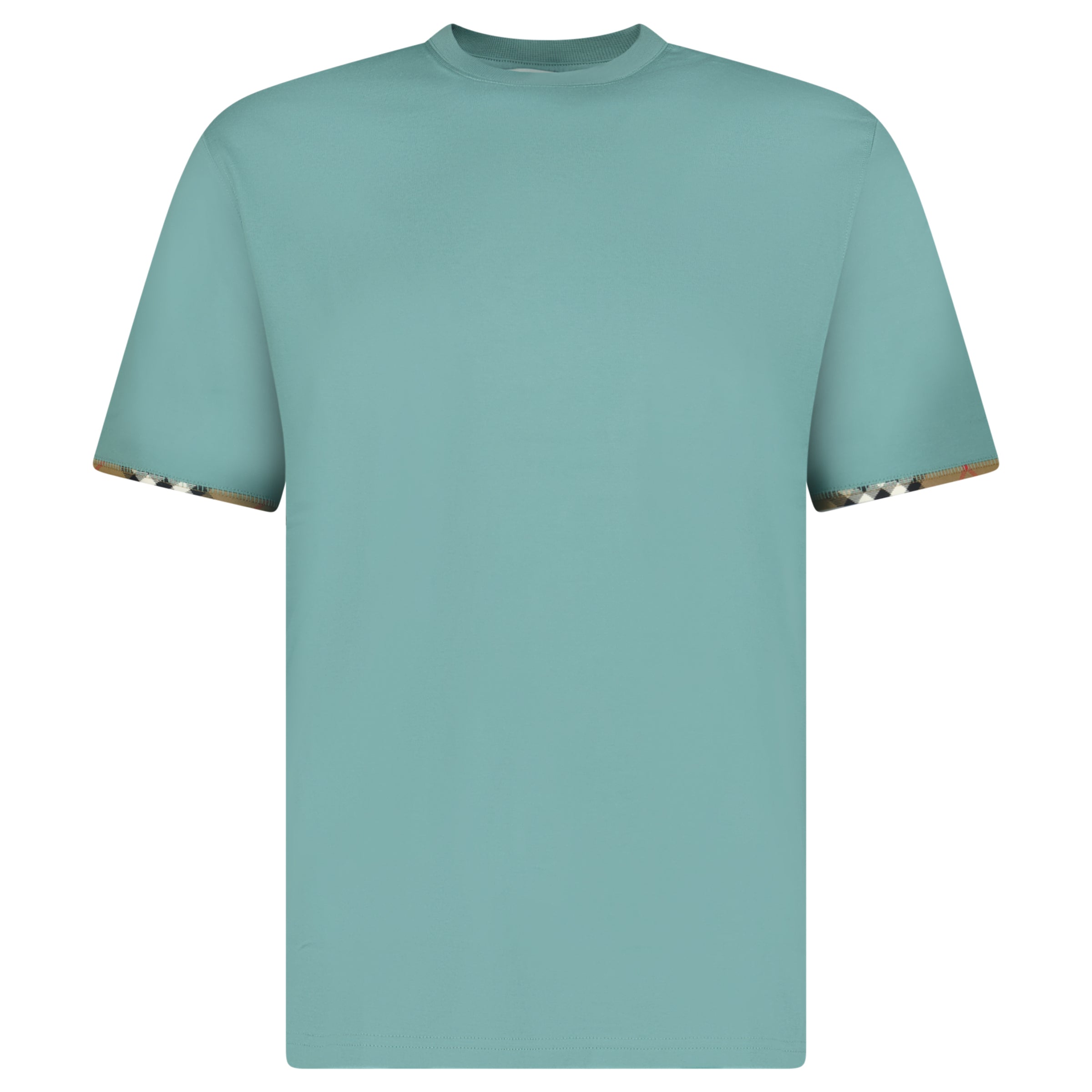 Burberry 'Ellison' Organic Cotton Check Sleeve Seaspray Green