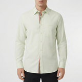 Burberry Claverdon Plain Long-Sleeved Poplin Shirt in Pistachio Green