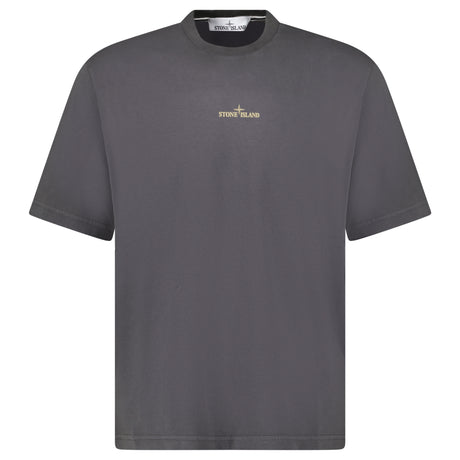 Stone Island Bleeding Numbers Compass Print T-Shirt Grey