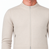 Gran Sasso Super Geelong Wool and Cashmere Full-Zip Cardigan in Beige