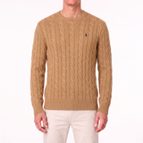 Polo Ralph Lauren Cotton Cable-Knit Logo Sweater in Brown