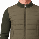 Gran Sasso Quilted Panel Cardigan in Khaki Green