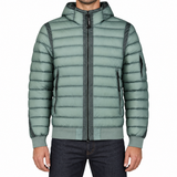 CP Company D.D. Shell Down Hooded Lens Jacket in Silver Blue