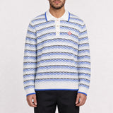 Casablanca Striped Logo-Appliqué Polo Shirt in Blue