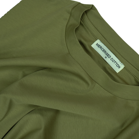 Plain Label Mercerized Cotton T-Shirt Khaki