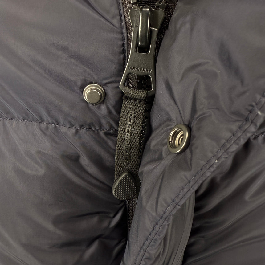 Burberry 'Leeds' Detachable Sleeve Hooded Down Jacket Navy