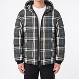 Burberry Broadwell Check Down Hooded Puffer Jacket in Brown
