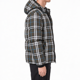 Burberry Broadwell Check Down Hooded Puffer Jacket in Brown