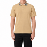 Burberry 'Cody' Check Short Sleeve Polo Shirt in Beige