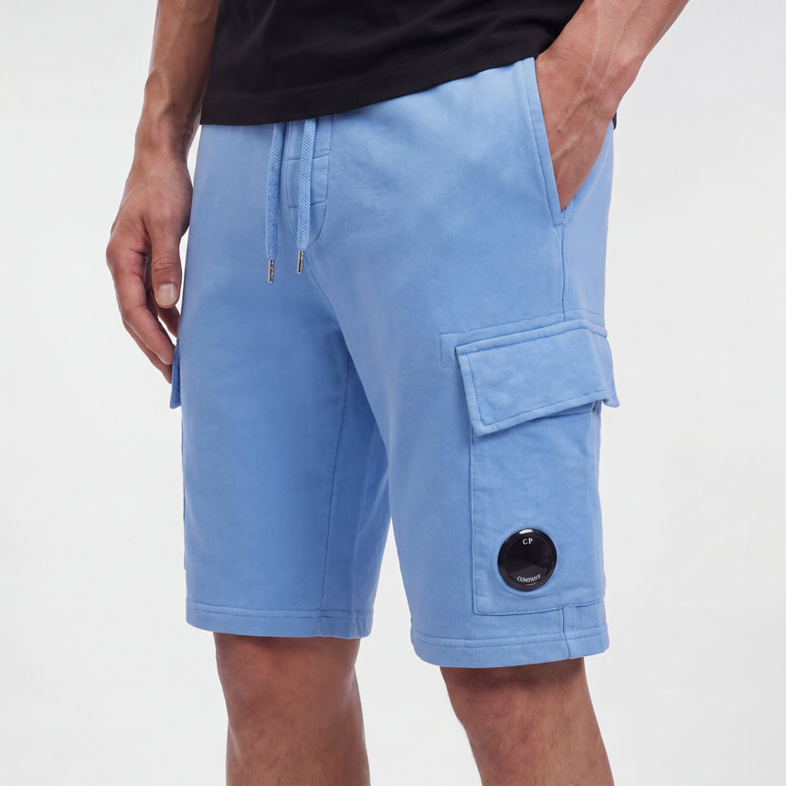 CP Company Light Fleece Lens Sweat Shorts Pacific Coast Blue