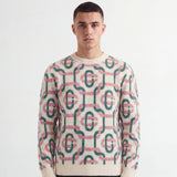 Casablanca Monogram Mohair Jumper in Green and Pink