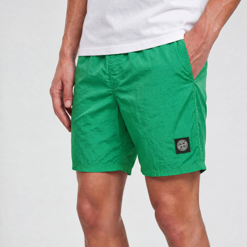 Stone Island Compass Chrome Swim Shorts in Malachite Green