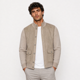 Gran Sasso Suede-Effect Panelled Jacket in Dark Beige
