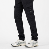 CP Company Stretch Sateen Ergonomic Lens Double Cargo Pants in Black