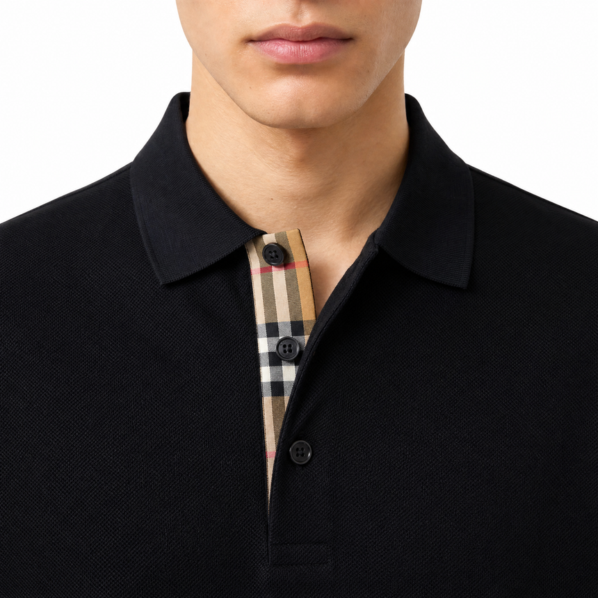 Burberry 'Hartford' Check Placket Polo Black