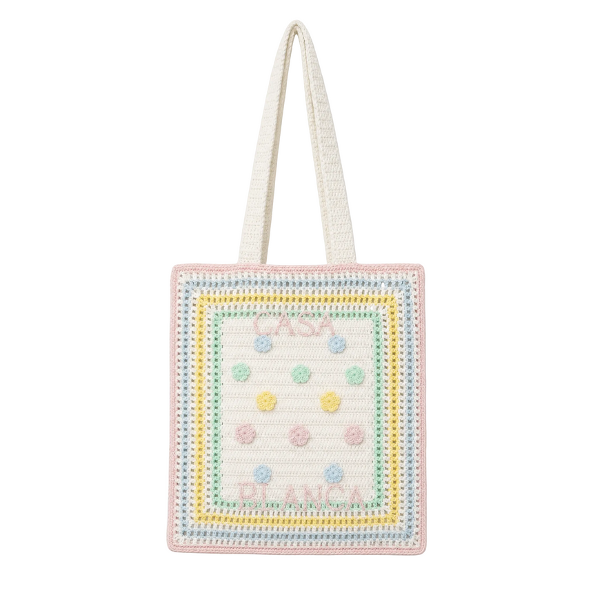 Casablanca Cotton Crochet Knit Kawaii Tote Bag in White