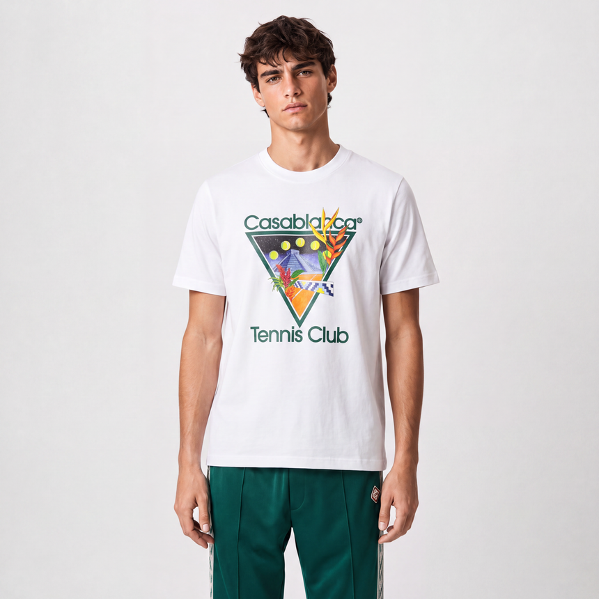 Casablanca Tennis Club Graphic-Print T-Shirt in White