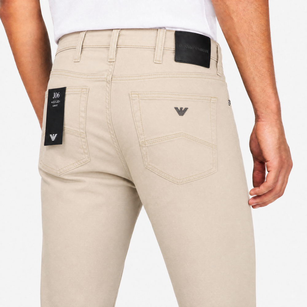 Emporio Armani J06 Slim Fit Jeans in Beige
