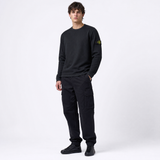 Stone Island Mesh Stitch Organic Cotton Fleece Crewneck Sweatshirt in Black