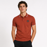 Stone Island Stripe Collar Polo T-Shirt Slim Fit Brick Red