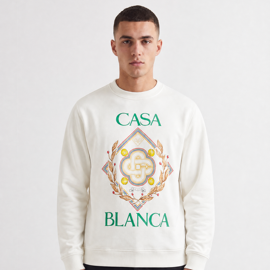 Casablanca Championship Diamond Printed Sweatshirt in Ivory