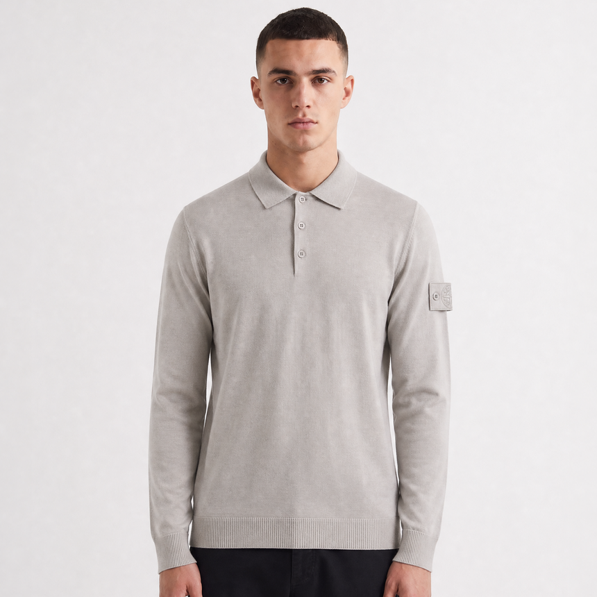 Stone Island Ghost Wool Polo-Shirt Dust Grey