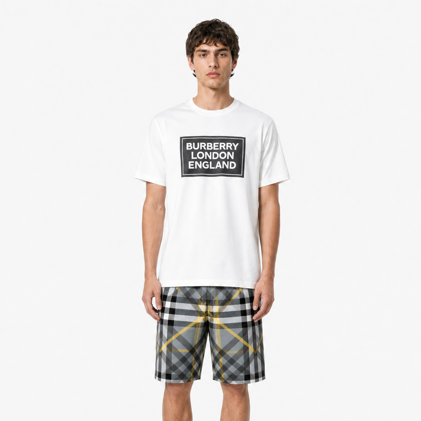 Burberry Summer Set Grey Cotton Shorts & White T-Shirt