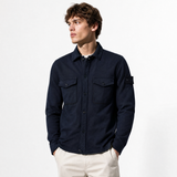 Stone Island Heavy Organic Cotton Fleece S.I. Ghost Collared Sweatshirt in Navy