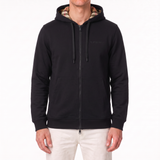 Burberry 'Hove' check Hood Embroidery Logo Hoodie Zip Sweatshirt Black