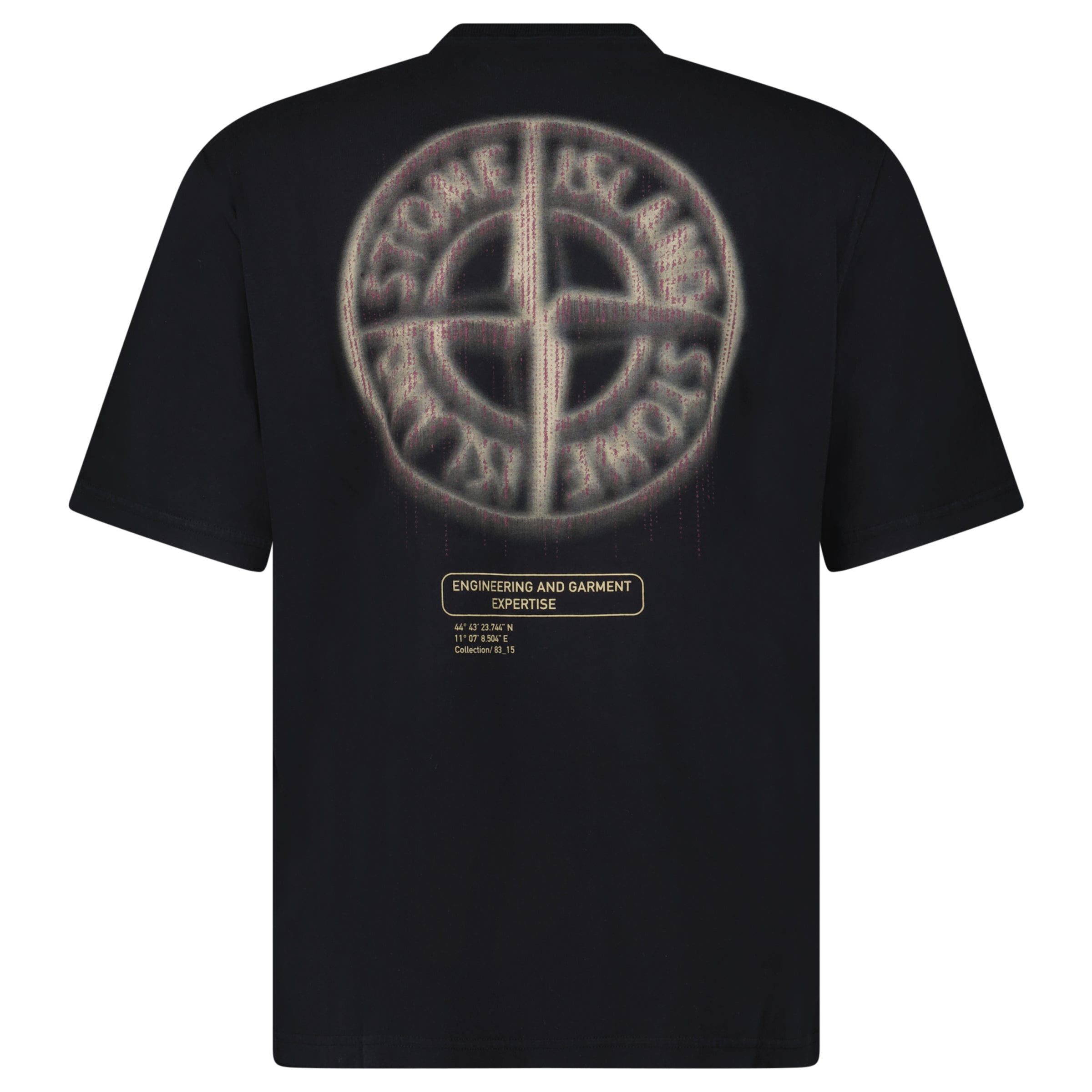 Color variation of Stone Island Bleeding Numbers Compass Print T-Shirt Black