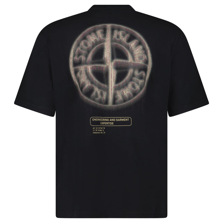 Stone Island Bleeding Numbers Compass Print T-Shirt Black