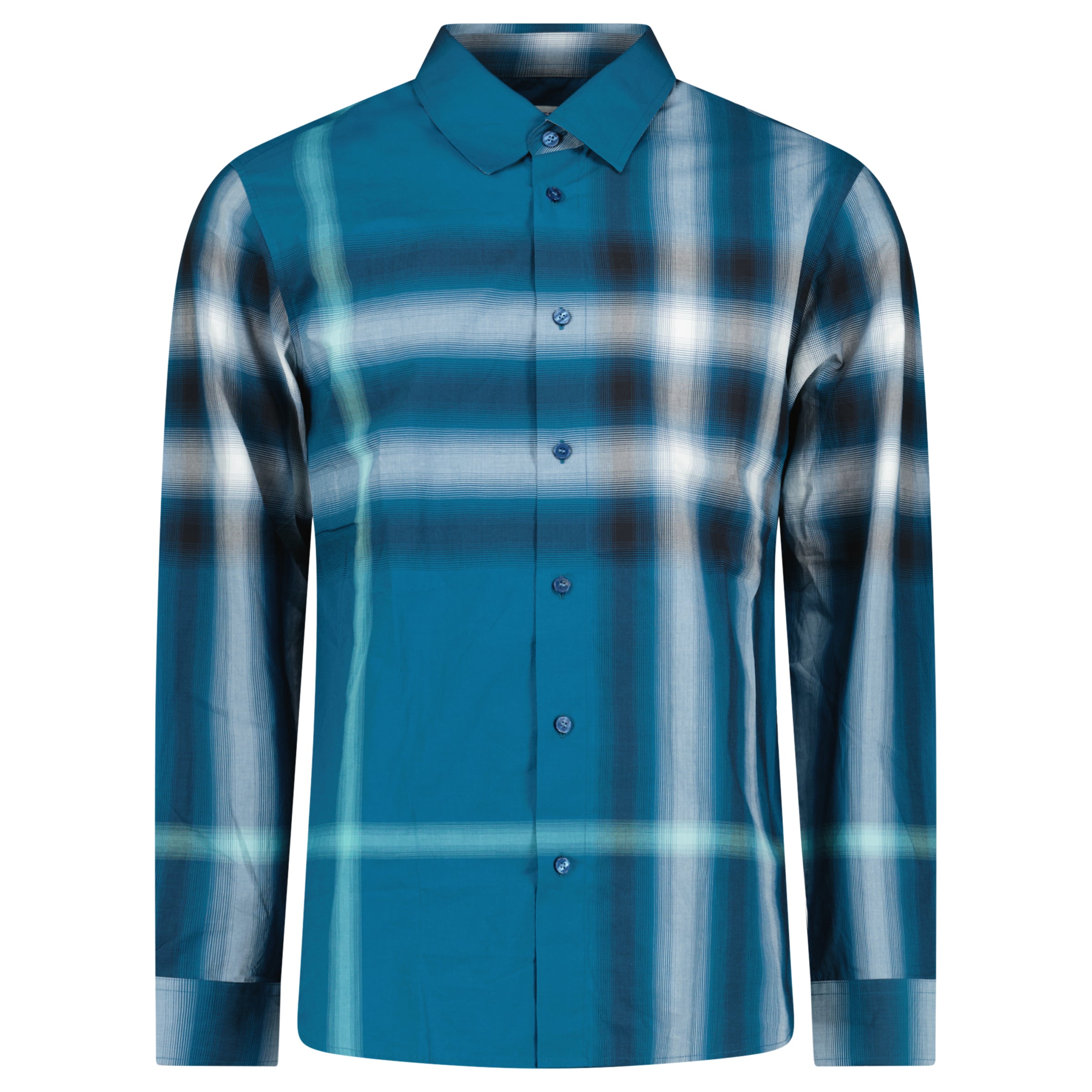 Color variation of Burberry Claverdon Maxi Check Cotton Shirt in Pacific Blue