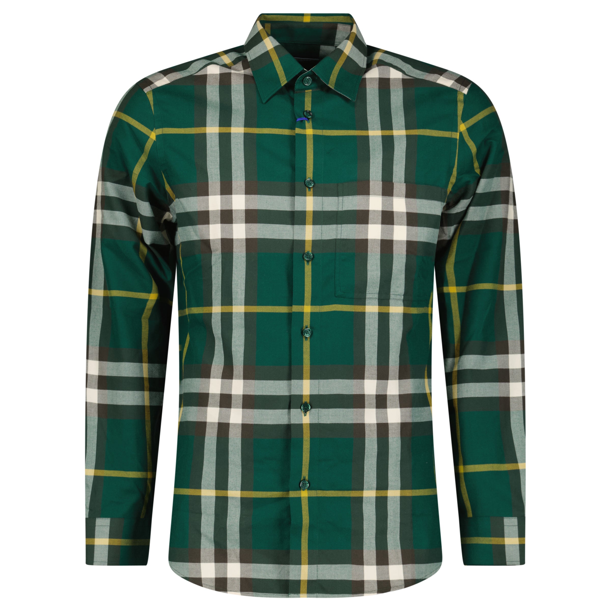 Color variation of Burberry Claverdon Large Check Cotton Shirt in Ivy Green