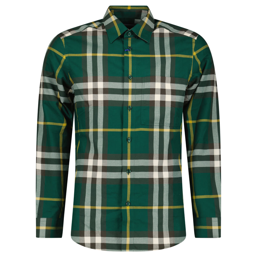 Burberry Claverdon Large Check Cotton Shirt in Ivy Green